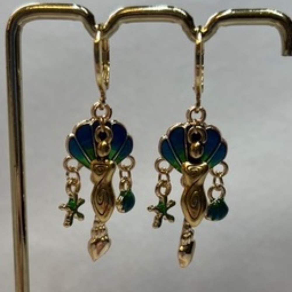 “Birth of Venus" Aphrodite Greek Mythology Goddess Handmade Earrings Seashell